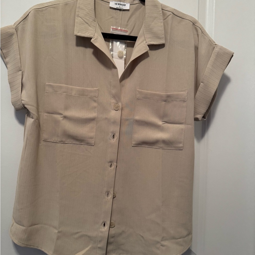 Women's Beige Button-Up Blouse